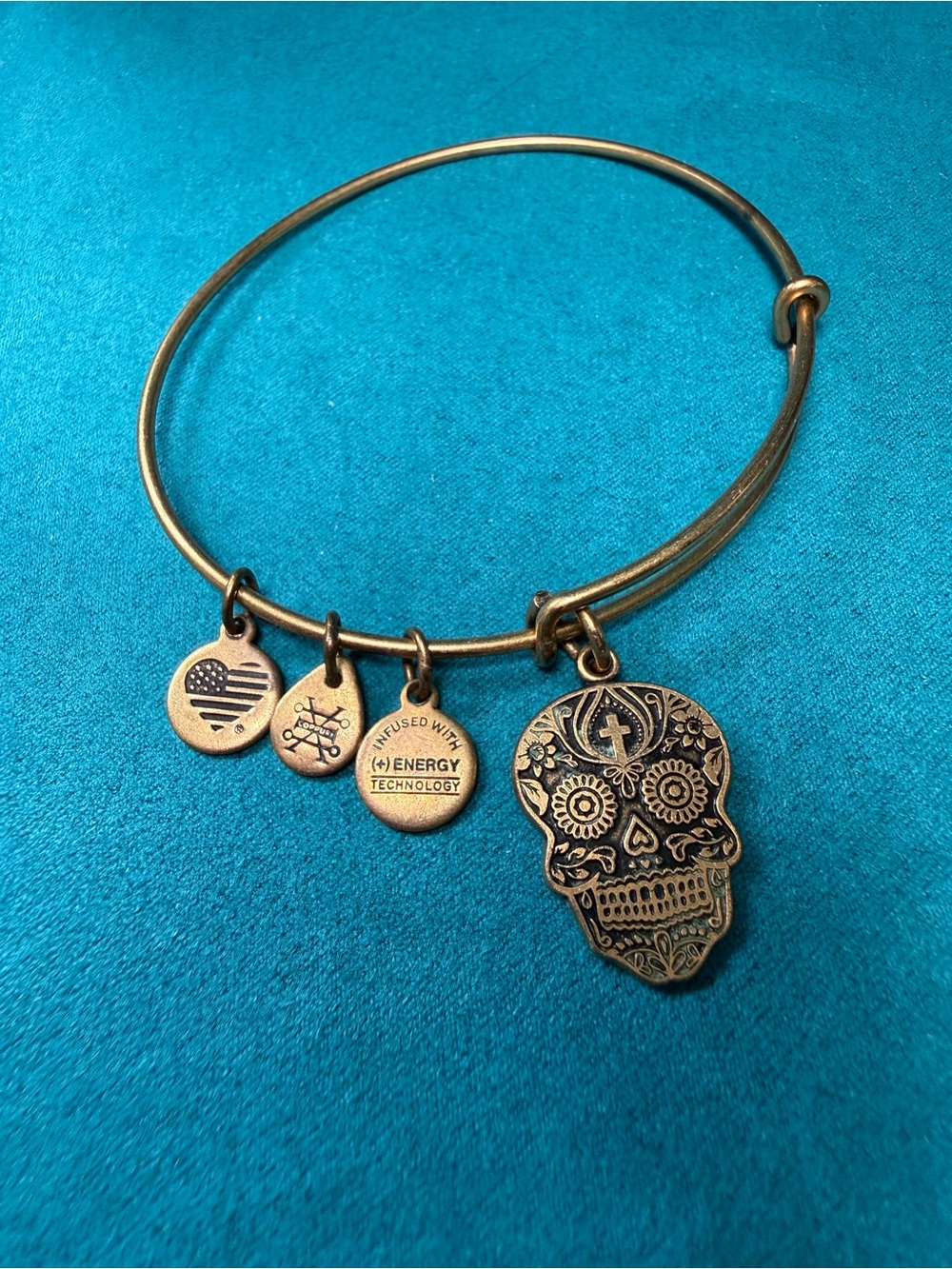 Alex and Ani Calavera Sugar Skull Expandable Bangle Bracelet